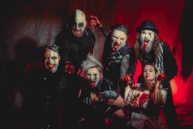 Assorted performers with creepy costumes and facepaint