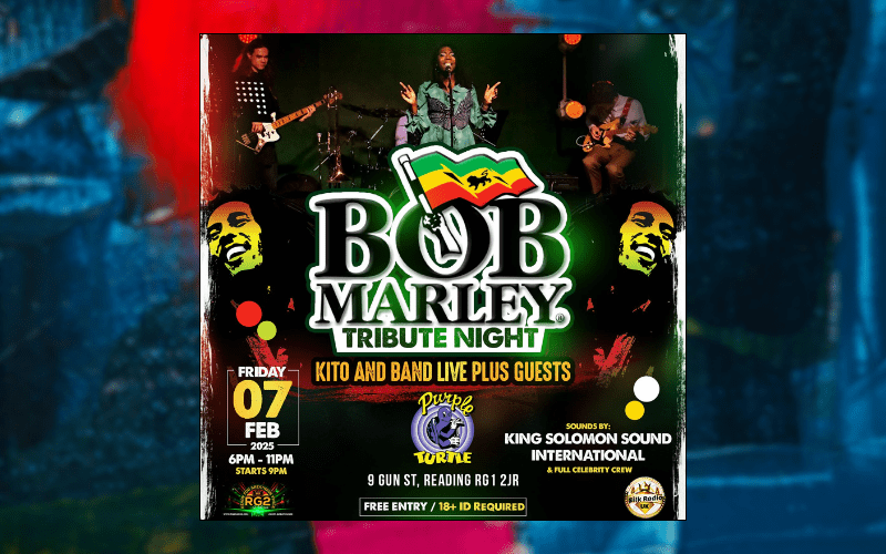 Come celebrate Bob Marley at The Purple Turtle A night dedicated to the man and his music Live band with Kito and guestsWith RG2 radio DJs FREE ENTRY / 18+ ID Required