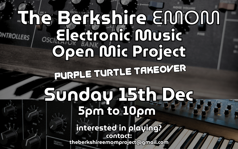 BERKSHIRE EMOM Foundation  Welcome to the electronic music open mic movement (EMOM). The first EMOM event took place in early 2017 in Manchester.  Since then the nights have taken off across the United Kingdom and also in Australia. The concept of these nights is simple, they provide a meeting and performance space for electronic musicians of all styles and persuasions. A typical night could include everything from techno through to experimental and ambient music.  The choice of technology is also wide rang