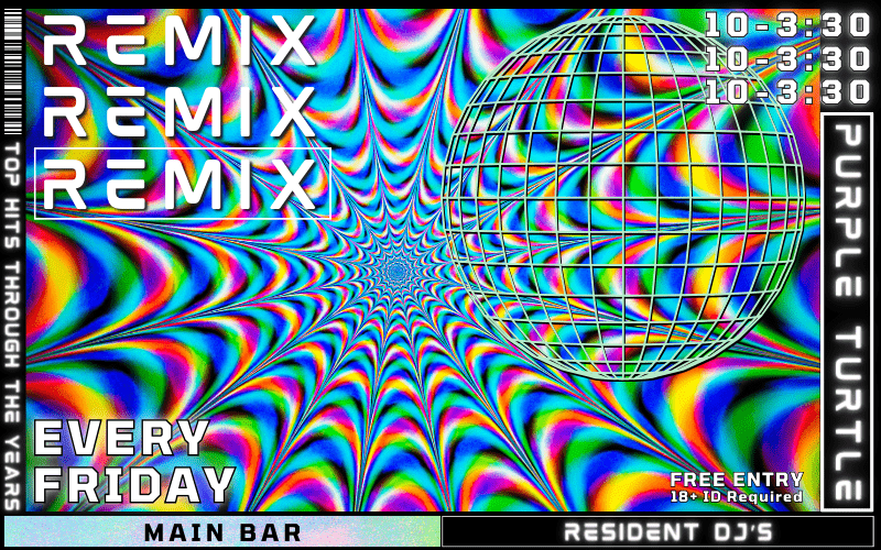 Party at The Turtle every Friday Night from 10:30pm  Regular DJs - Classic Turtle Tunes  FREE ENTRY // 18+ ID Required