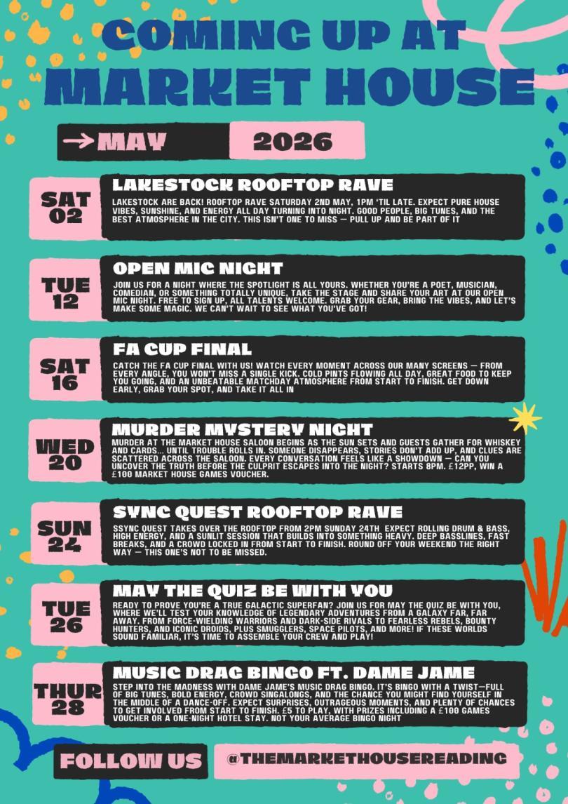 Events coming up at Market House Poster