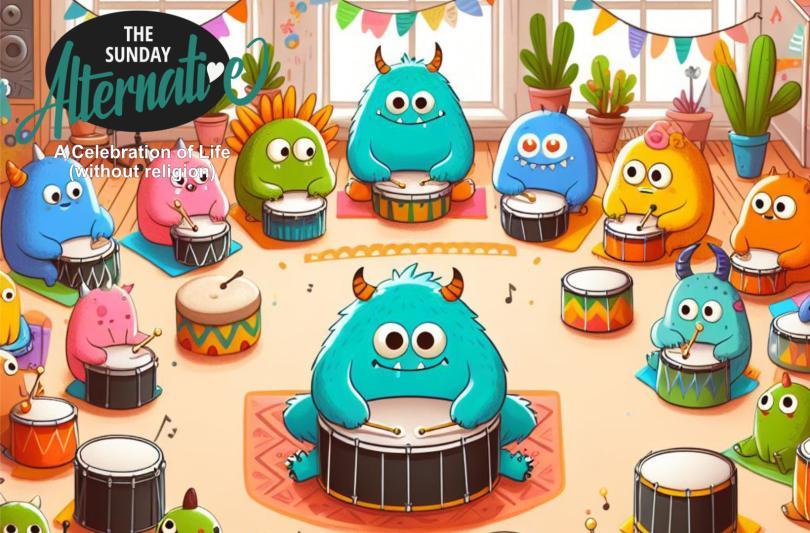 Happy drumming circle