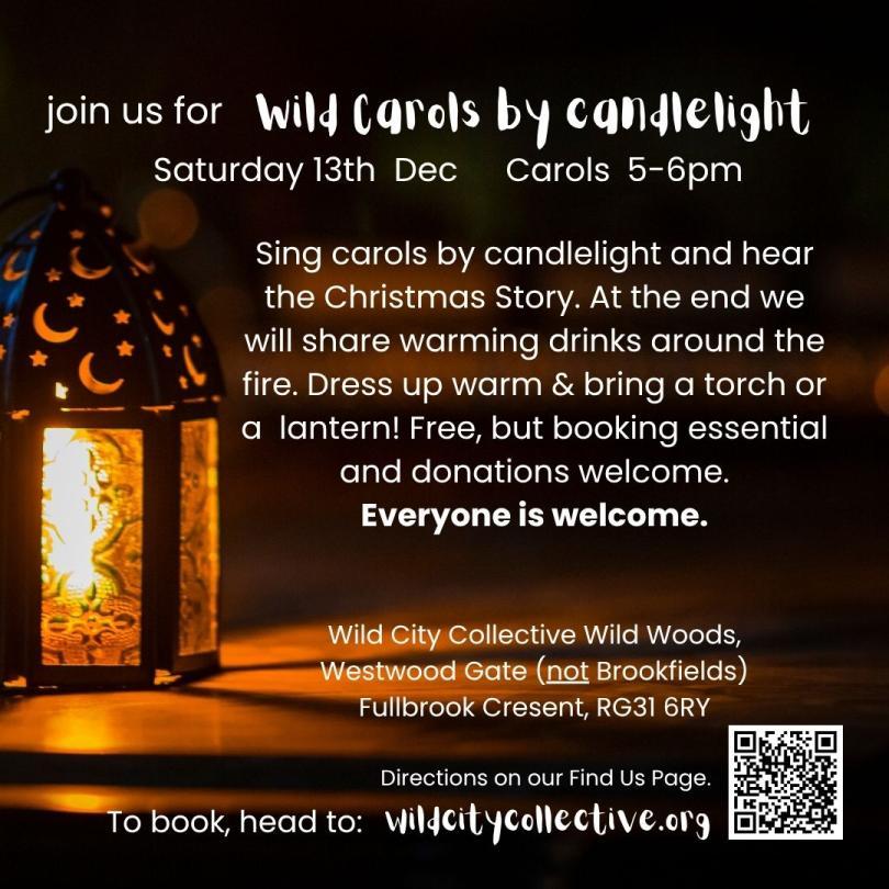 A lantern shines outside in the dark