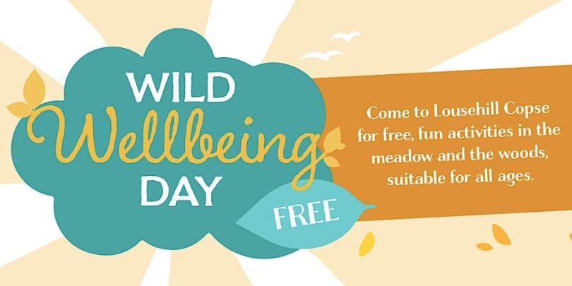 An image showing the text Wild Wellbeing Day on a turquiose cloud