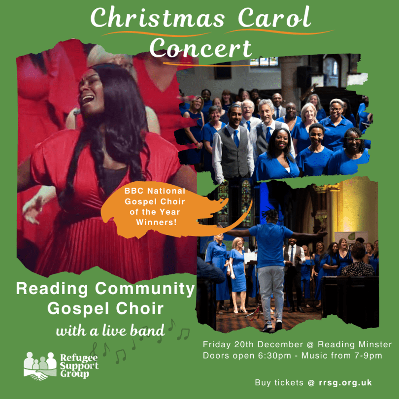 Collage of the choir performing