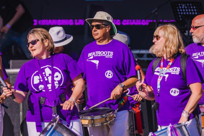 Photo of Beatroots members performing at Readipop Festival 2022
