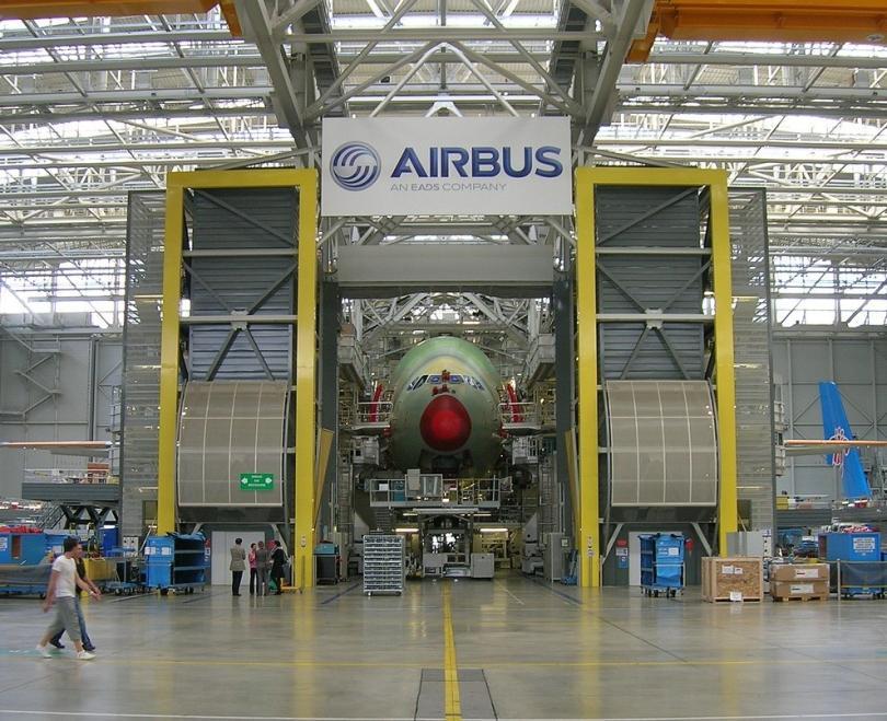 Airbus in a hangar