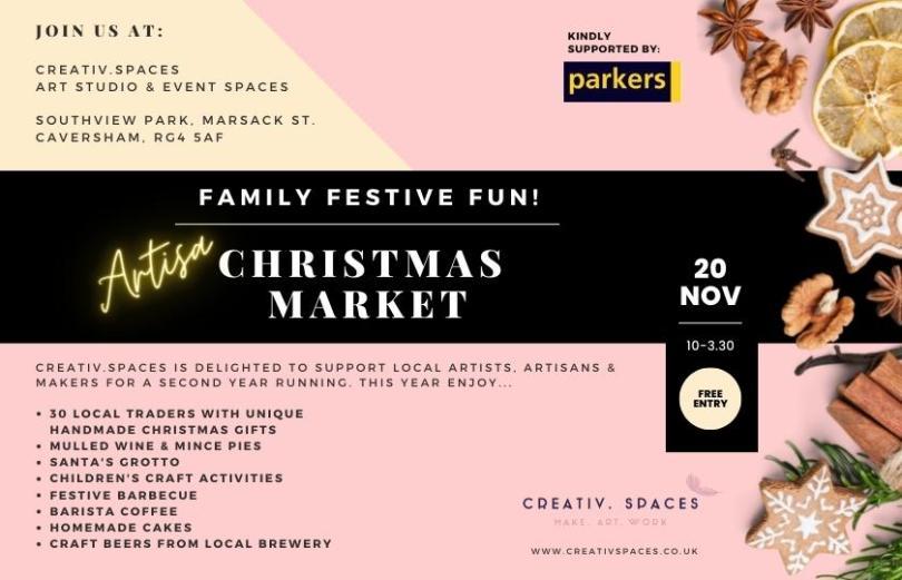 Christmas family event gift, crafts, food market and santa Marsack Street Caversham Reading Berkshire