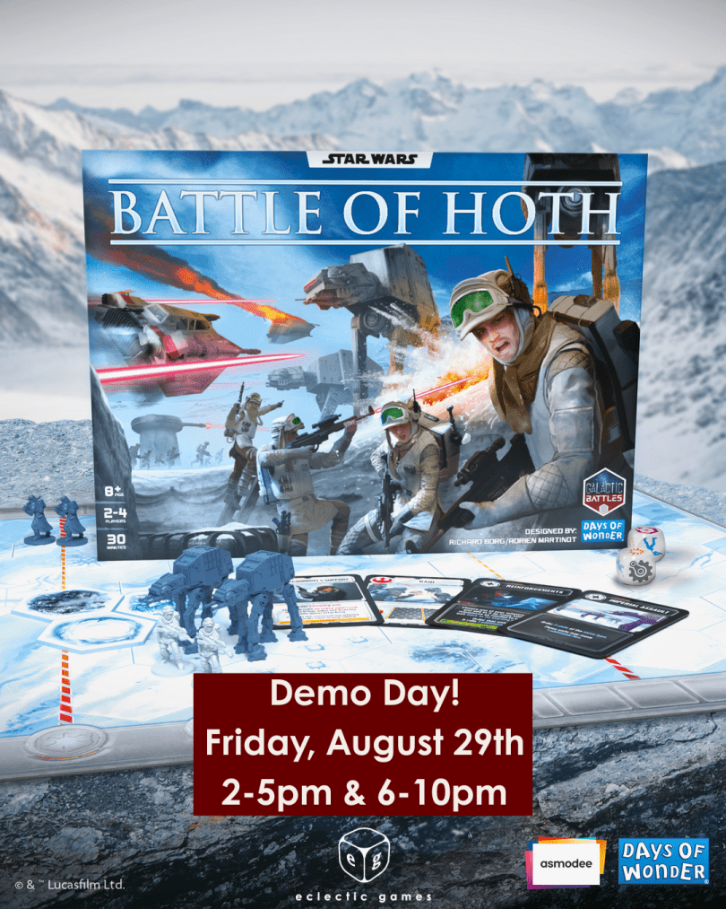 battle for hoth game box with text mentioning the demo day details