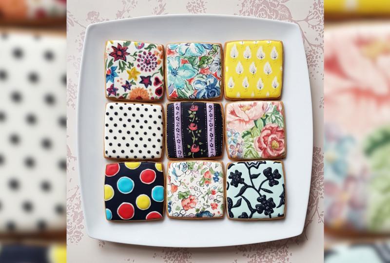 plate of painted biscuits