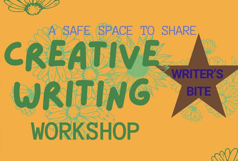 Yellow poster saying "Creative Writing Workshop"