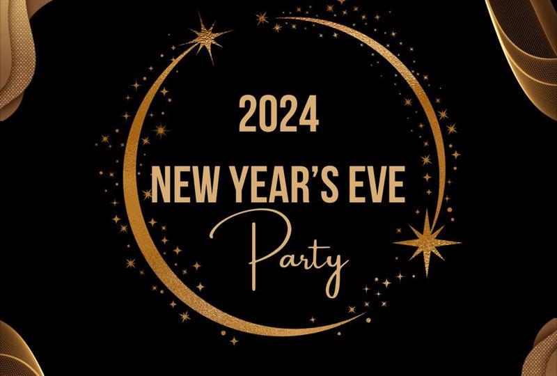 black and gold logo saying "new year's eve party"