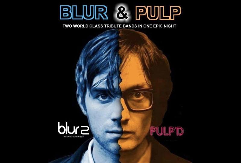 Poster with an image of a face that's split down the middle. On the left it's Damon Albarn, on the right it's Jarvis Cocker