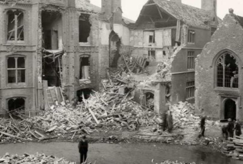 The bombed remains of the People's Pantry in Reading