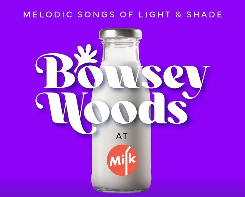 Bowsey Woods logo over a milk bottle