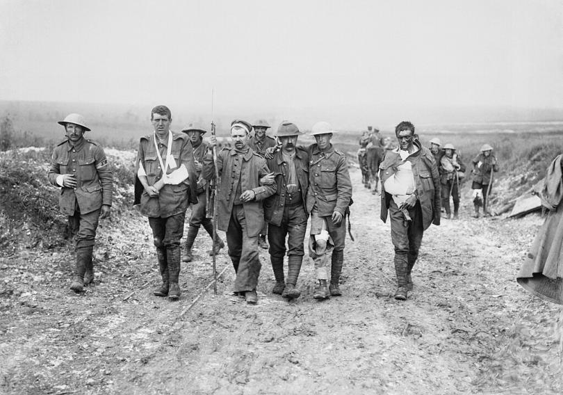 British Wounded near Bernafray Wood on the Somme, in 1916