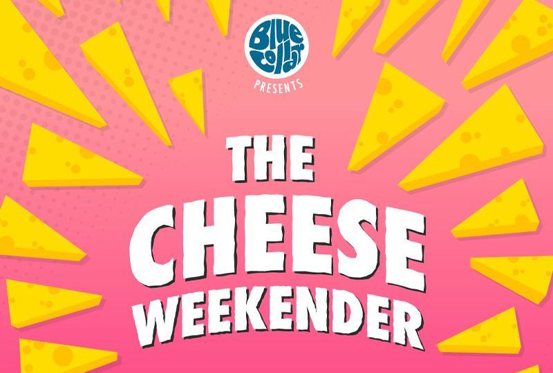 Logo for Cheese Weekender 2026 surrounded by images of cheese wedges