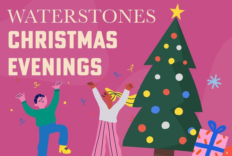 cartoon image of people dancing around a Christmas Tree