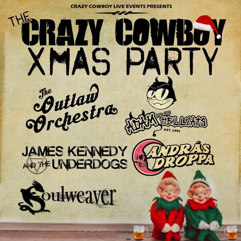 image of two elf on the shelf dolls, with the logos of the various bands above them