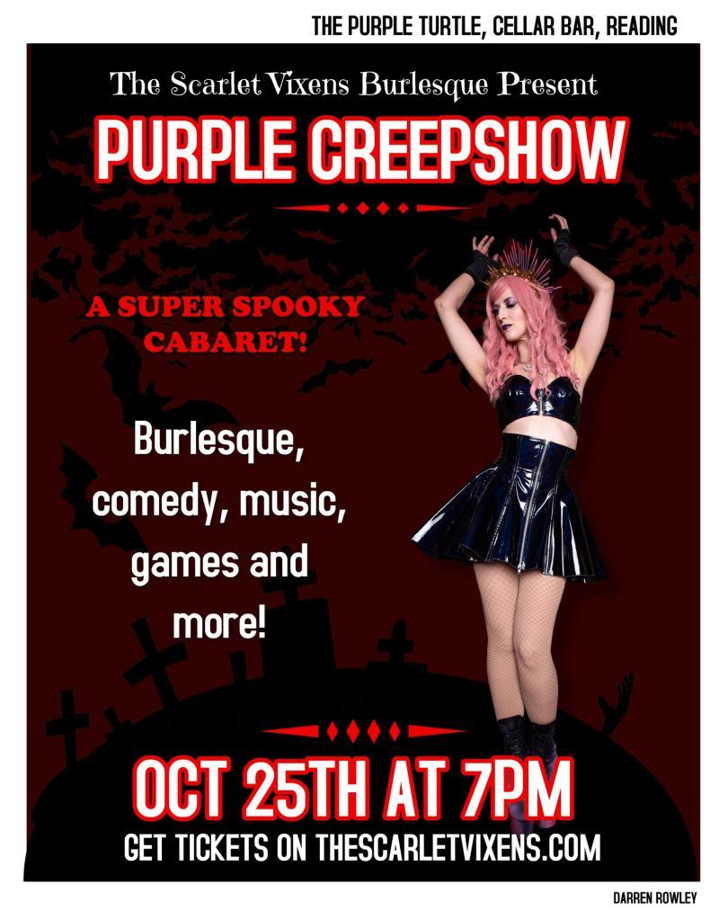 Poster featuring a burlesque performer in a black vinyl outfit