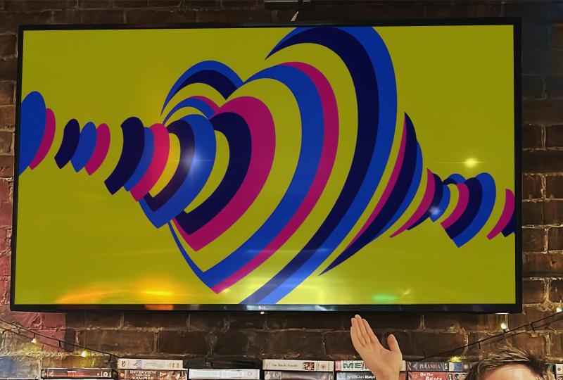 Eurovision logo on the Oakford TV screen