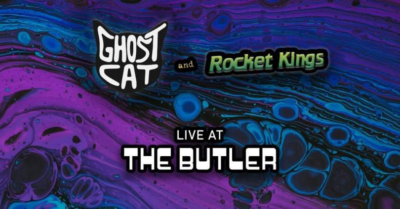 Ghost Cat + Rocket Kings logos against a purple background
