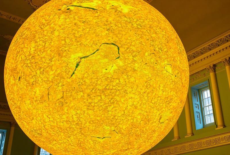 Helios art sculpture displayed at Bath Assembly Rooms, Somerset