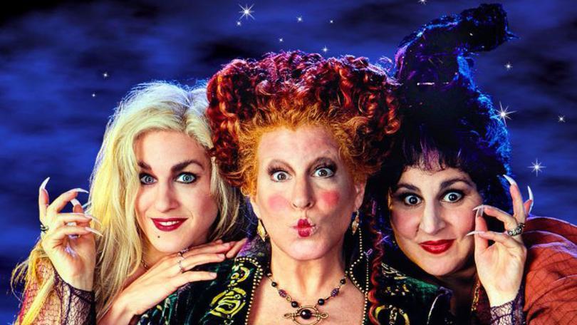 Hocus Pocus poster image featuring Sarah Jessica Parker, Bette Midler and Kathy Najimi as the Sanderson Sisters