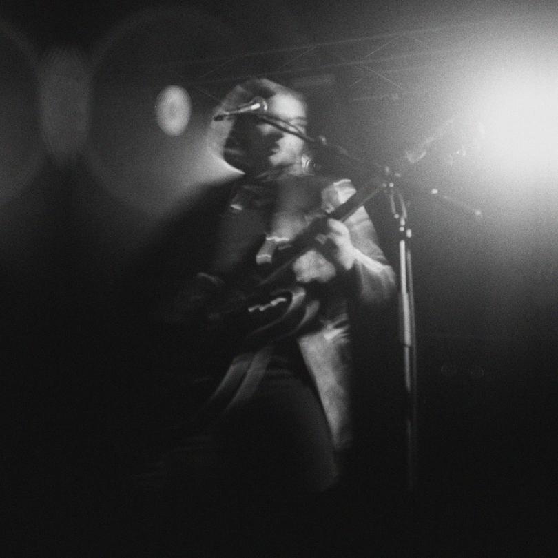 a black and white image of the band