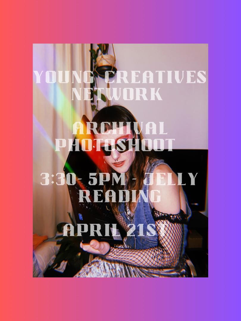 photographic portrait of an artist with sunglasses - surrounded by purple and pink