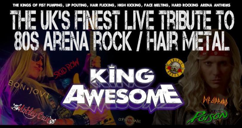 Poster featuring images of band members and the header "The UK's finest tribute to 80s arena rock / hair metal"