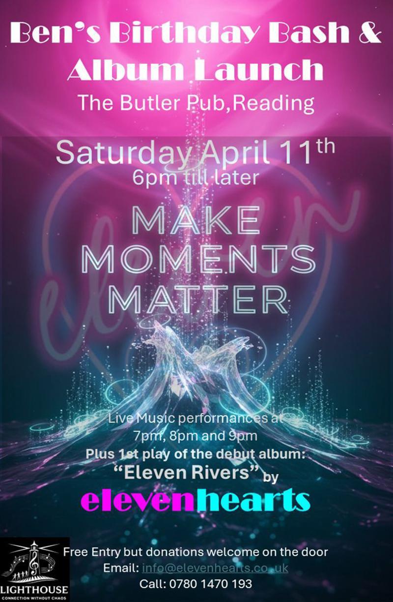 Poster for Make Moments Matter event with the Elevenhearts logo and info about the event