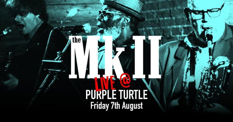 Even poster with musicians on stage and the Mark II logo