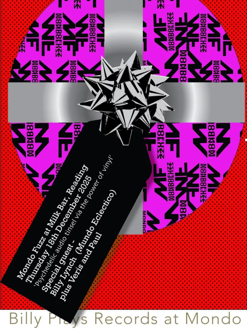 Poster designed to look like an LP wrapped up as a Christmas present