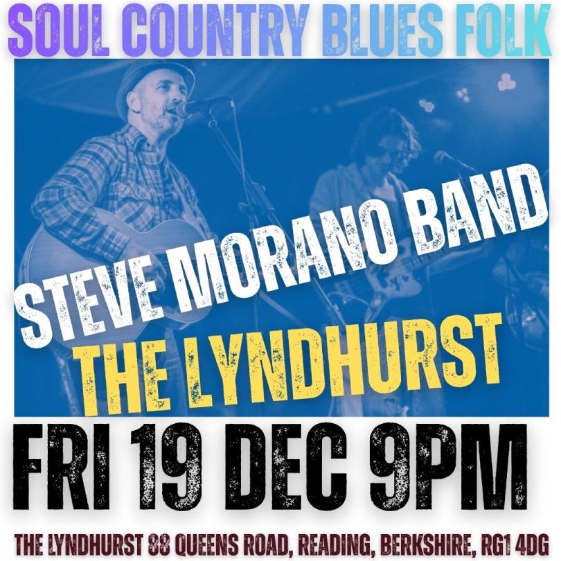 Event poster with Steve Morano playing guitar and Kian on bass next to him