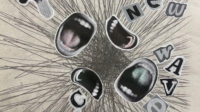 collage of lips and lines