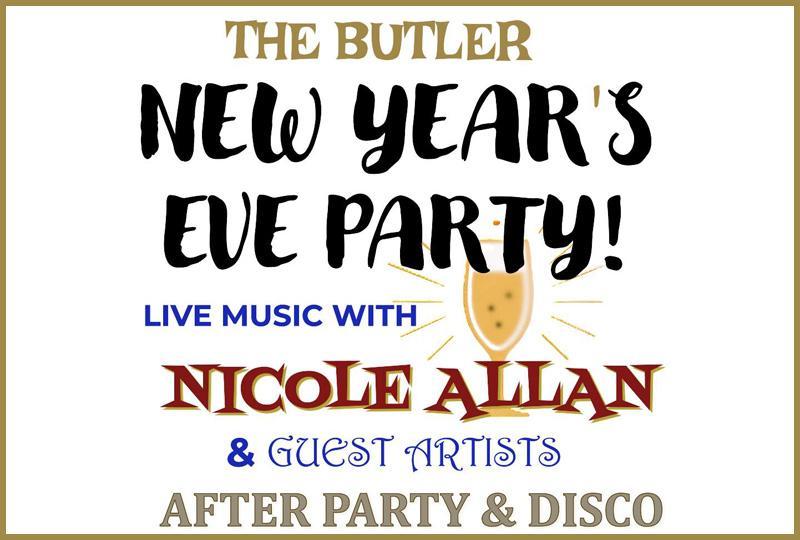 Poster for New Year's Eve party with info about the event