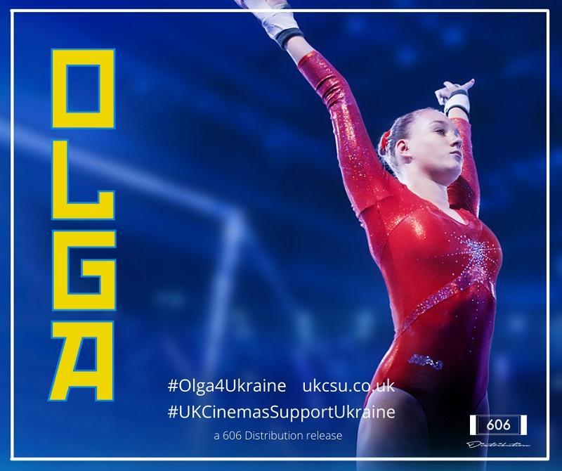 Olga film poster with a gymnast in red leotard on the right