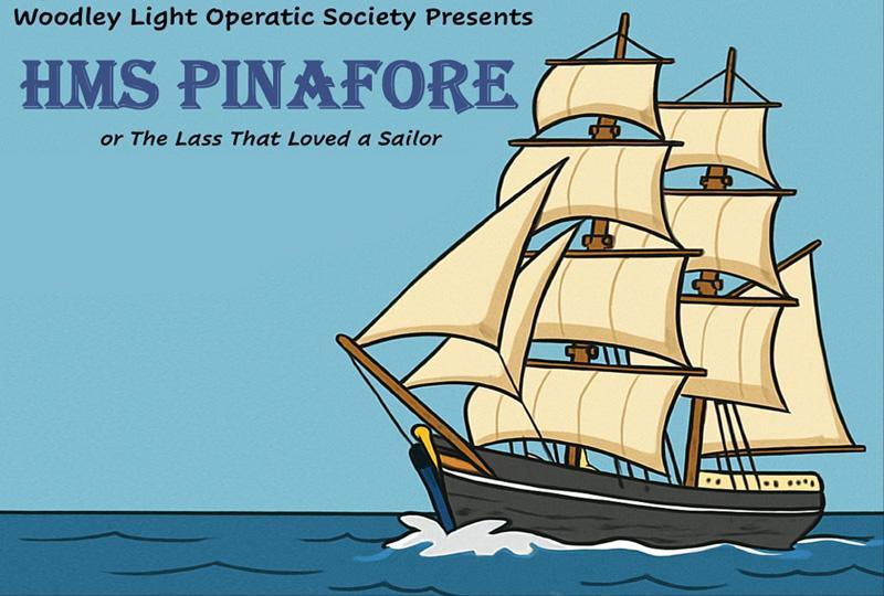 Poster for H.M.S. Pinafore featuring an MS Paint-style rendering of a sailing boat