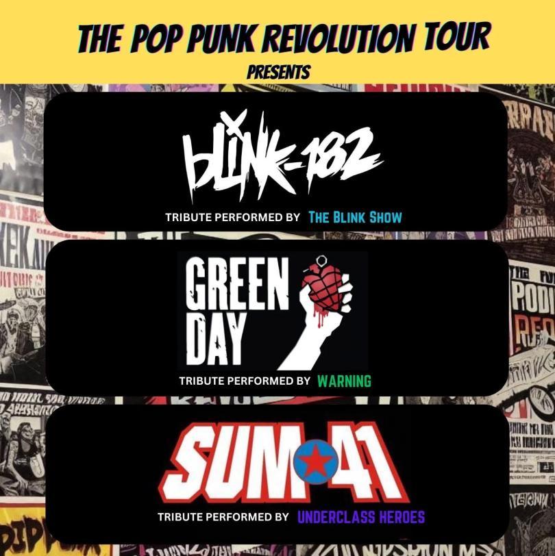 The Pop Punk Revolution Tour poster with logs for Blink-182, Green Day and Sum41