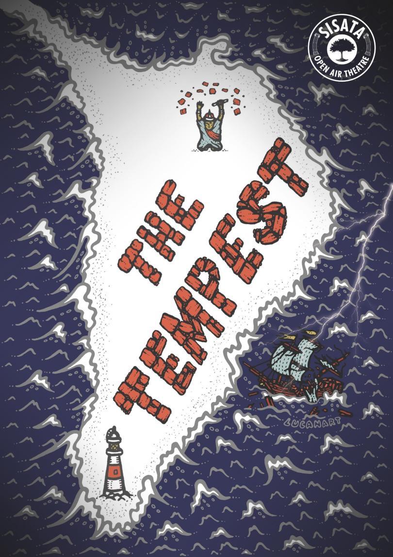 The Tempest poster featuring a cartoon map of an island