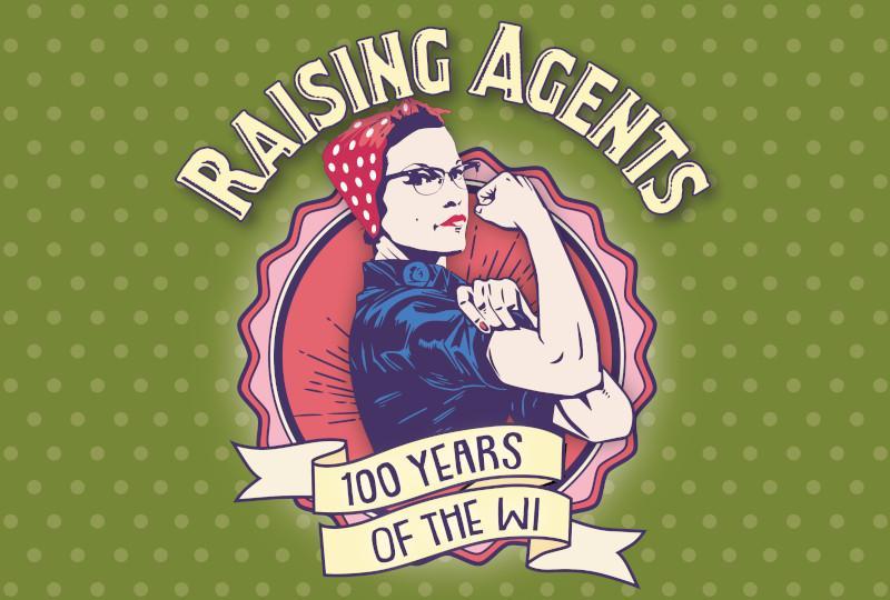 Raising Agents logo featuring a drawing of a woman in the we can do it pose