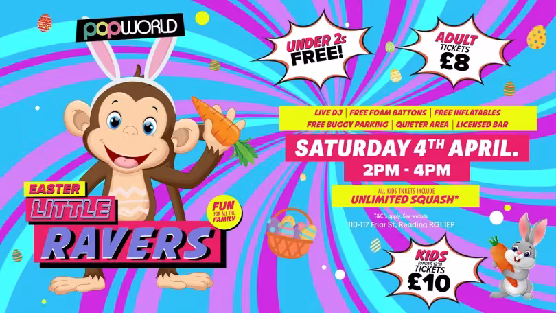 Poster for Little Ravers with a cartoon monkey