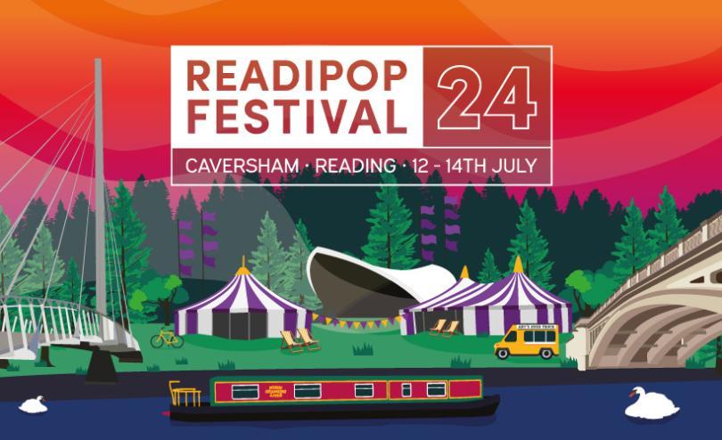 Readipop Festival 2024 Logo with cartoon images of tents and other stand out sections of the festival site