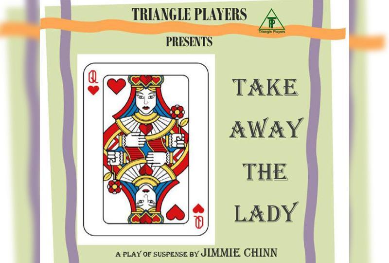 Poster for Take Away the Lady featuring a Queen of Hearts playing card
