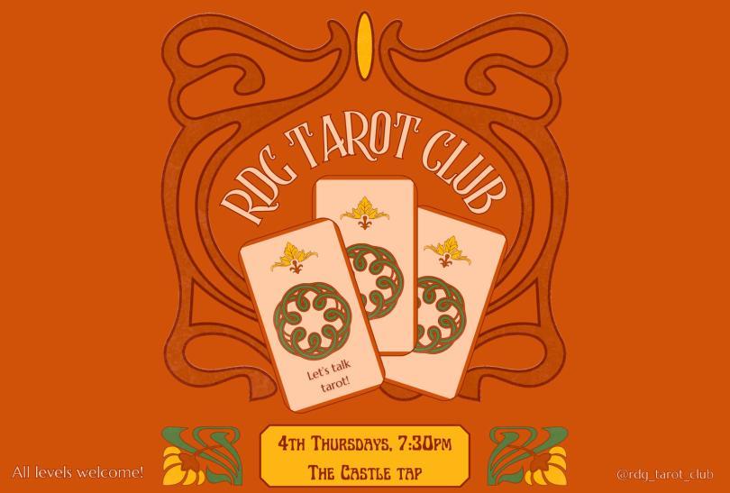 RDG Tarot Club logo with images of Tarot cards