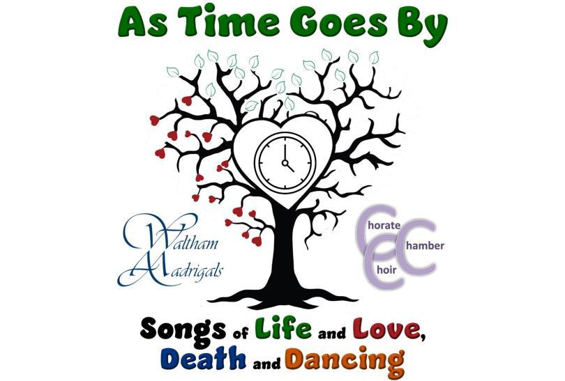 Poster for As Time Goes By event featuring a clock inside a tree
