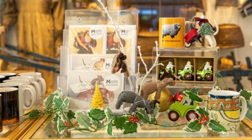 Christmas items for sale at The MERL gift shop