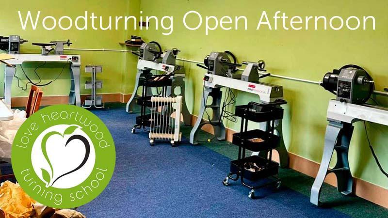 Love Heartwood Turning School interior showing 4 lathes and sets of tools.