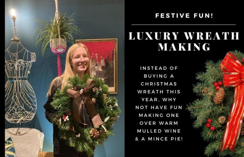 Christmas family event workshop fun Caversham Reading Berkshire 2022 luxury wreath making 